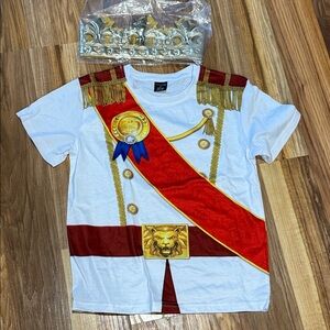 COS White and Yellow T-Shirt Prince Costume Shirt and Crown king